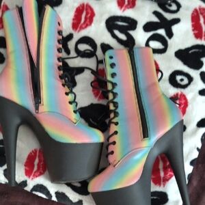 Pleasure Colorful Platform Lace-Up Boots